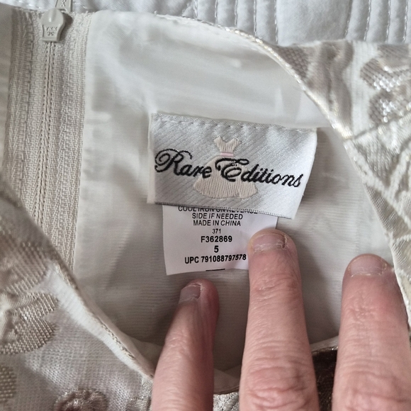 EUC Rare Editions Dress Ivory Gold Silver Girl 5 Wedding Holiday Family Photo - Picture 12 of 13